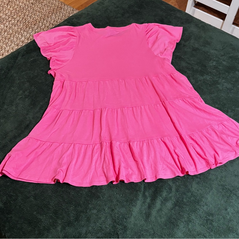 J. Crew NWT 3X Knit broken-in jersey tiered Pink dress - Picture 3 of 3